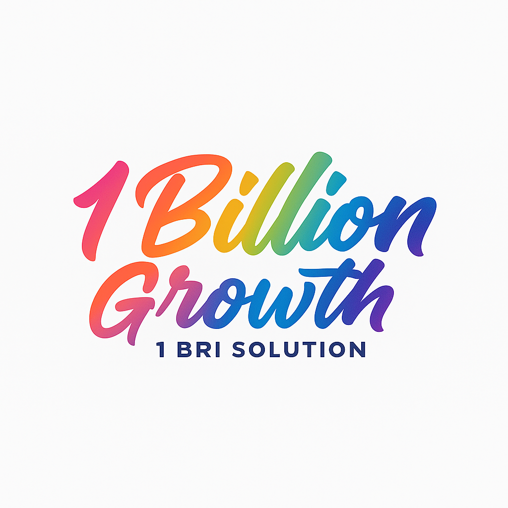 Create a gradient logo for 1 trillion growth, 1 BRI solution.
