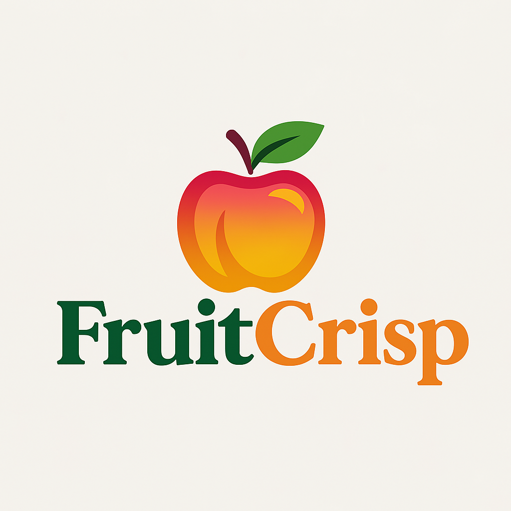 Logo for FruitCrisp  FruitCrisp is a vibrant, fun, and healthy brand offering freeze-dried fruit snacks.